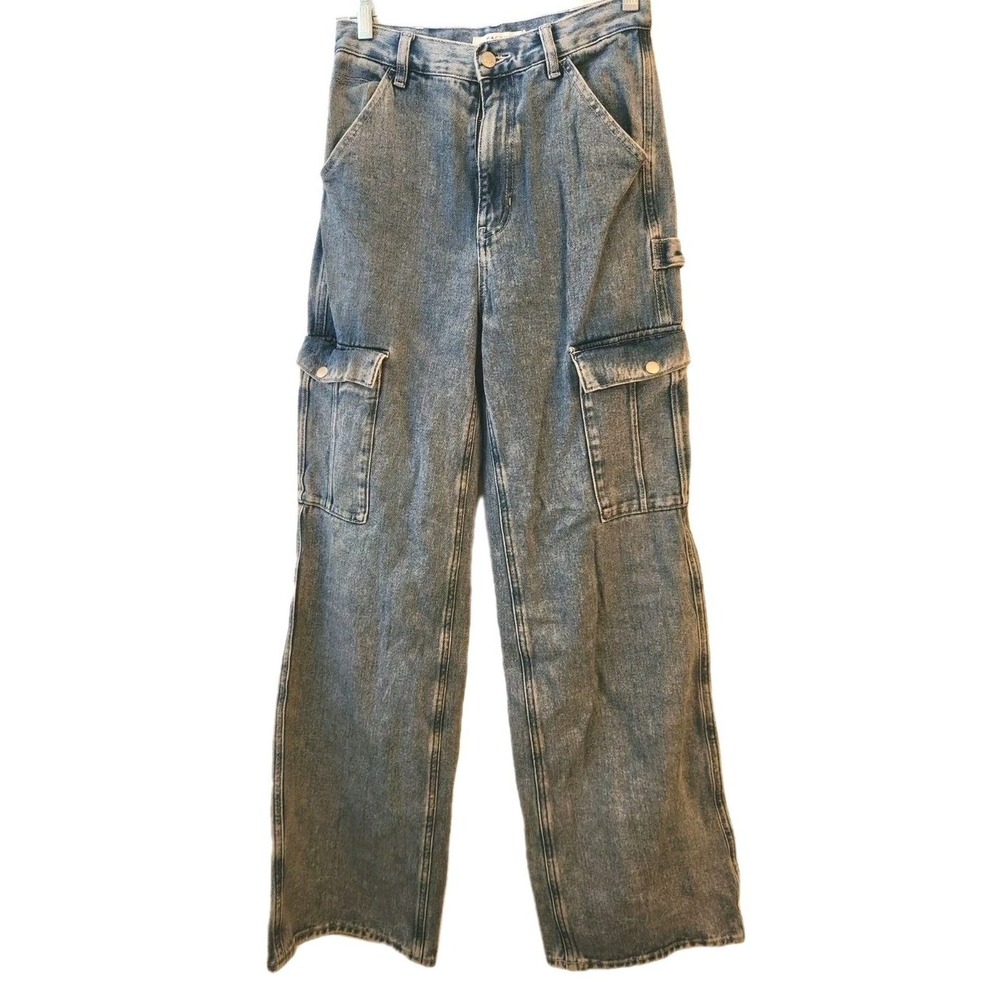 Pacsun Carpenter Light Wash Jeans Womens 26 Ultra High Rise Flare Skater Cargo